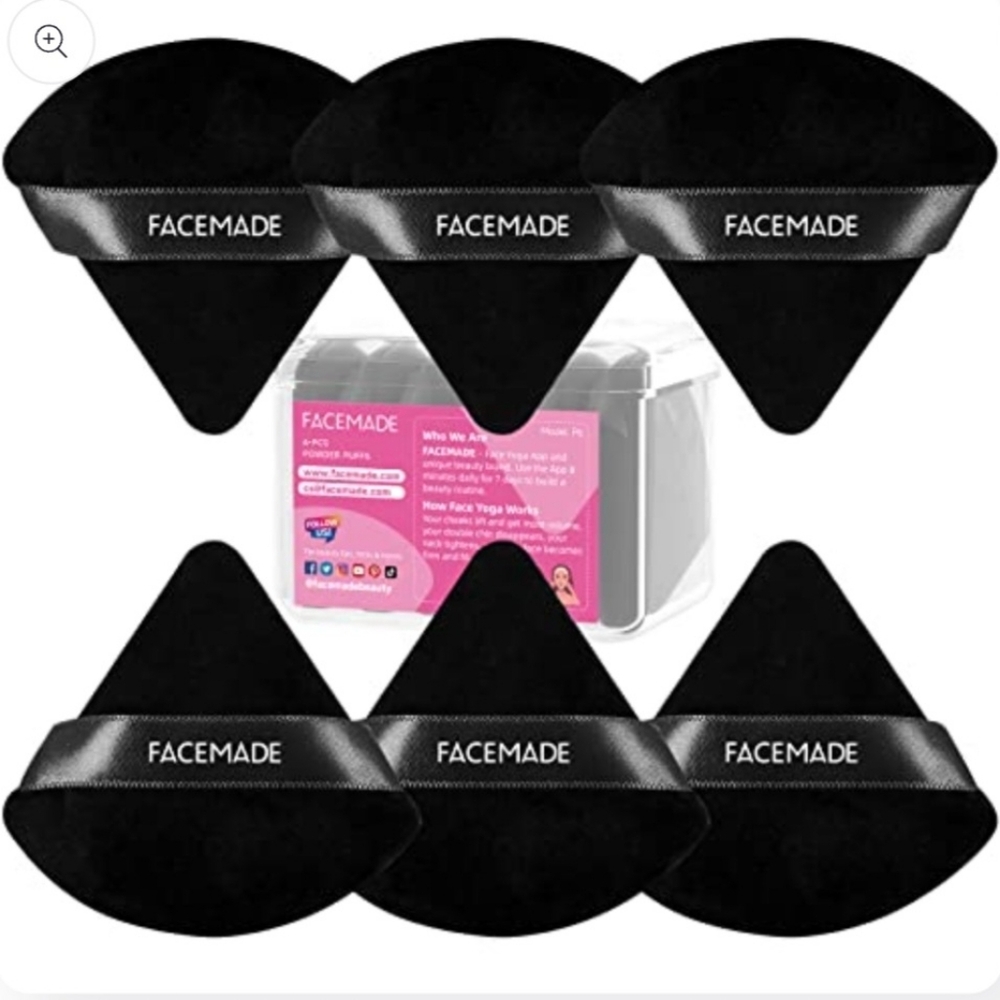 FACEMADE 6 Pieces Face Powder Puff with a Travel Case, Soft Velour Makeup Puff